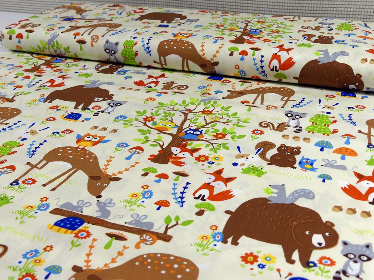 Tiere im Wald Baumwollstoff Patchwork